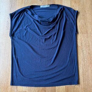 AELLA Los Angeles Drape Neck Top Navy Blue Size Small